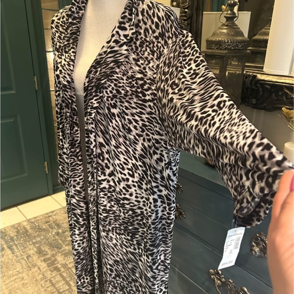 Roz & Ali Women’s 3X New w/Tag 3/4 Sleeve Super Stretchy Animal Print Kimono
